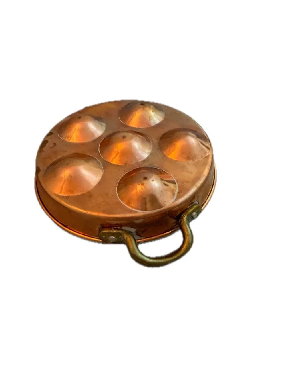 Vintage Copper Brass Escargot Snail Plates Set of 2 Vintage Escargotiere Handled